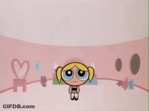 Bubbles From The Powerpuff Girls Crying In Pink Room GIF