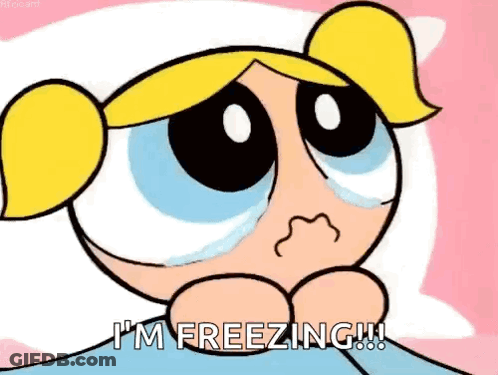 Bubbles From The Powerpuff Girls Is Crying In Bed And Saying `` I 'M Freezing ! '' GIF