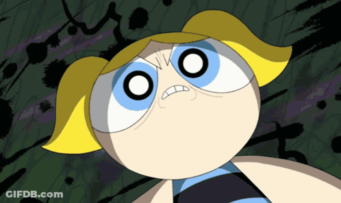 Bubbles From The Powerpuff Girls Is Making A Face GIF