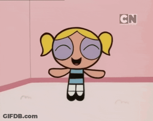 Bubbles From The Powerpuff Girls Is On The Screen GIF