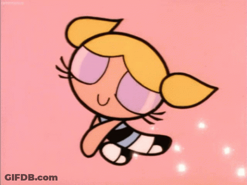 Bubbles From The Powerpuff Girls On Pink Surface GIF