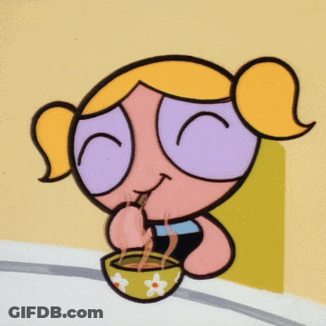 Bubbles Powerpuff Girls Drinking From Bowl With Straw GIF