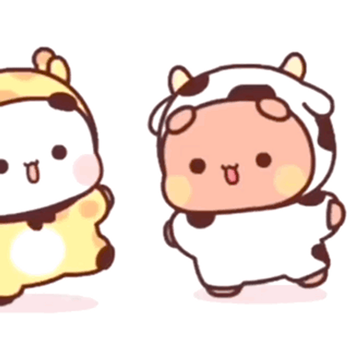 Bubu Dudu In Cow And Giraffe Costume GIF