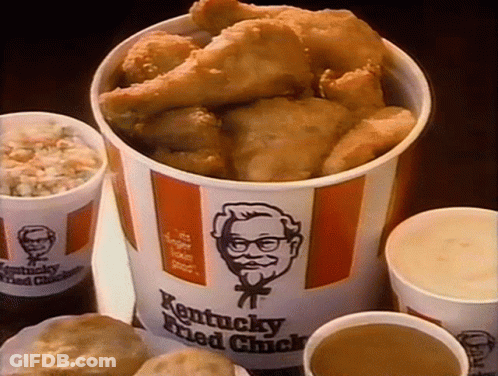 Bucket Of Kentucky Fried Chicken Surrounded By Cups GIF