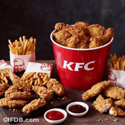 Bucket Of KFC Fried Chicken And French Fries GIF