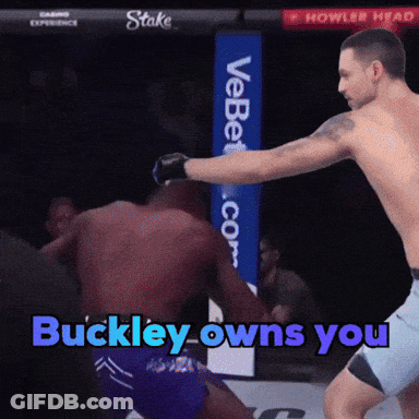 Buckley Owns You Is Being Displayed On A Boxing Match GIF