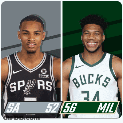 Bucks And Spurs Basketball Players Standing Together GIF