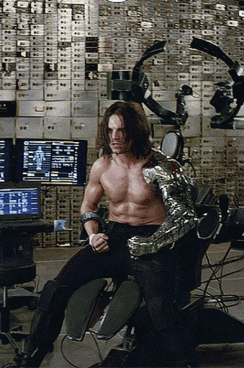 Bucky Barnes Sebastian Stan Muscle GIF