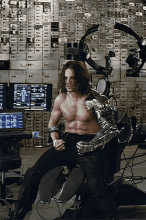 Bucky Flexing His Muscles GIF