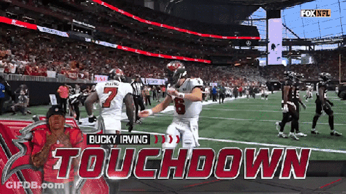 Bucky Irving Touchdown Advertisement With Football Game GIF
