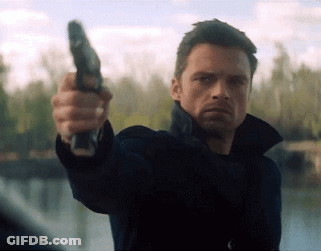 Bucky Pointing His Pistol GIF