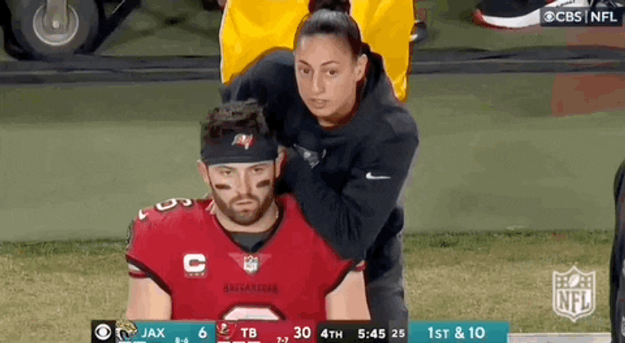 Bucs Baker Mayfield Hugged By Woman GIF