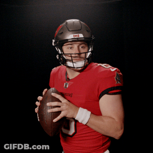 Bucs Baker Mayfield Throws Pigskin GIF