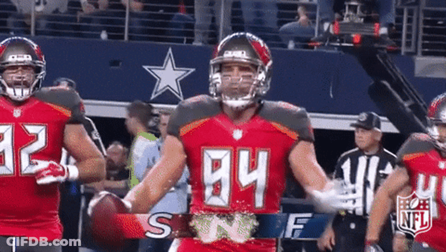 Bucs Cameron Brate Throws Ball Hard GIF