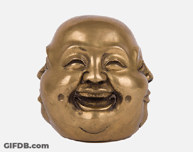 Buddha Head With Different Facial Expressions GIF