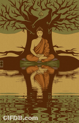 Buddha In Lotus Position Under Tree GIF