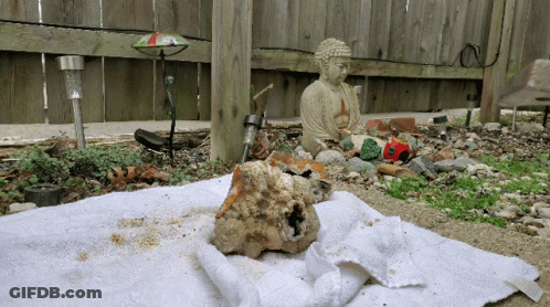 Buddha Statue Sitting On Towel GIF