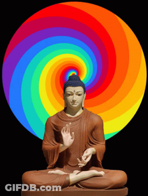 Buddha Wheel Of Dharma And Meditation Hand Gestures GIF