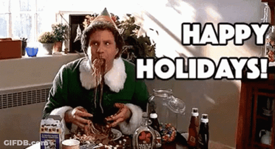 Buddy The Elf Hilarious Eating Happy Holidays GIF