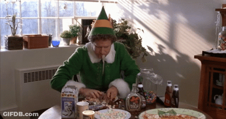 Buddy The Elf Overeating GIF