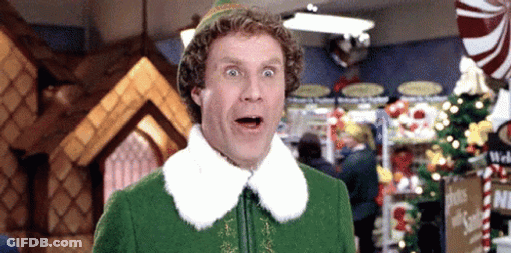 Buddy The Elf Surprised Smile GIF