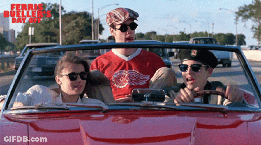 Bueller With Friends Riding Car GIF