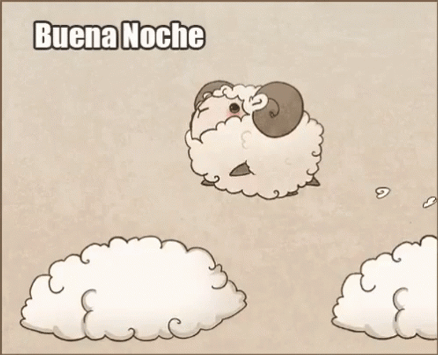 Buenas Noches With Sheep In Clouds GIF