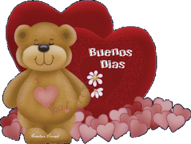 Buenos Dias Amor Blinking Bear Computer Animation GIF