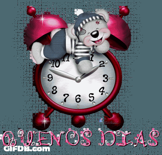 Buenos Dias Amor Flickering Clock Animation GIF