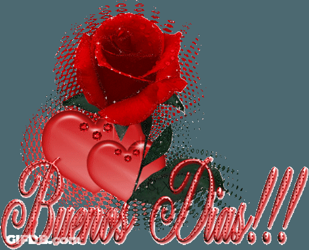 Buenos Dias Amor Glittery Flower Creative Art GIF