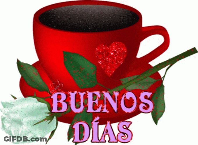 Buenos Dias Amor Glittery Heart Cup GIF