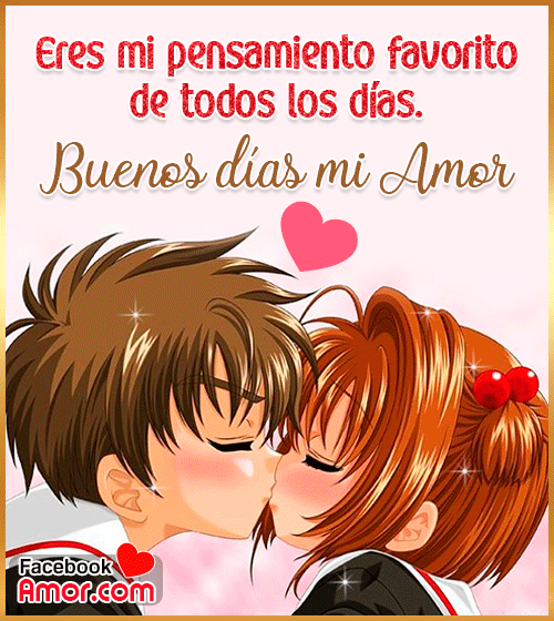 Buenos Dias Amor Kissing Couple Computer Design GIF
