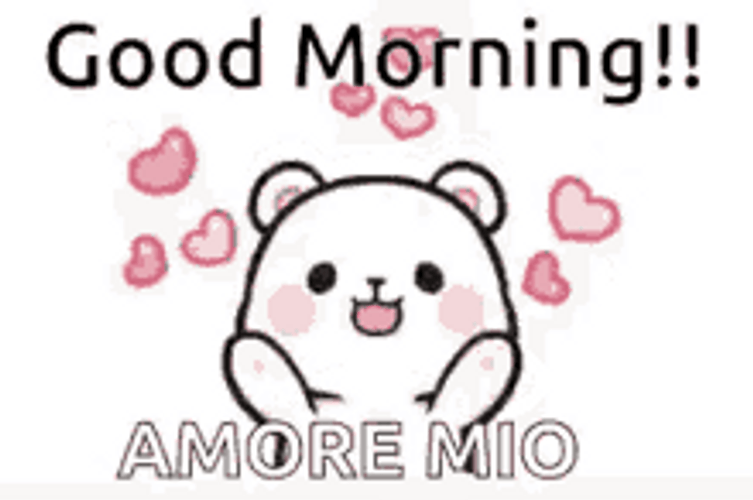 Buenos Dias Amor Milk Bear Spreading Hearts Animation GIF