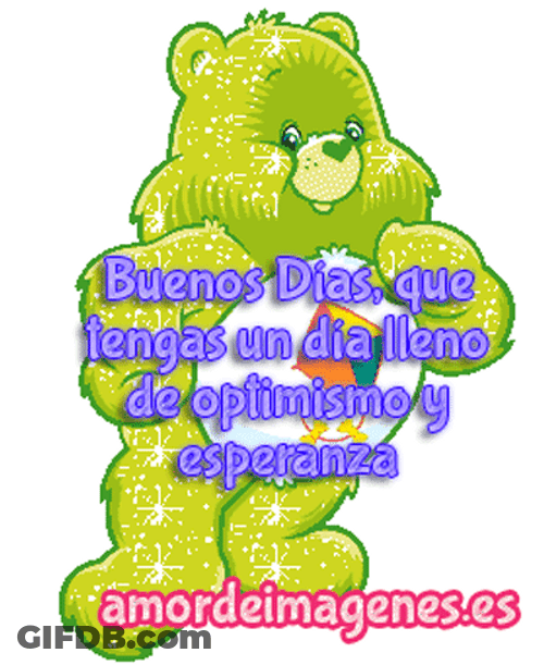 Buenos Dias Amor Shiny Green Bear GIF