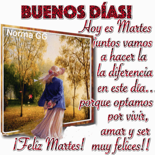 Buenos Dias Feliz Martes Peaceful Autumn Girl GIF
