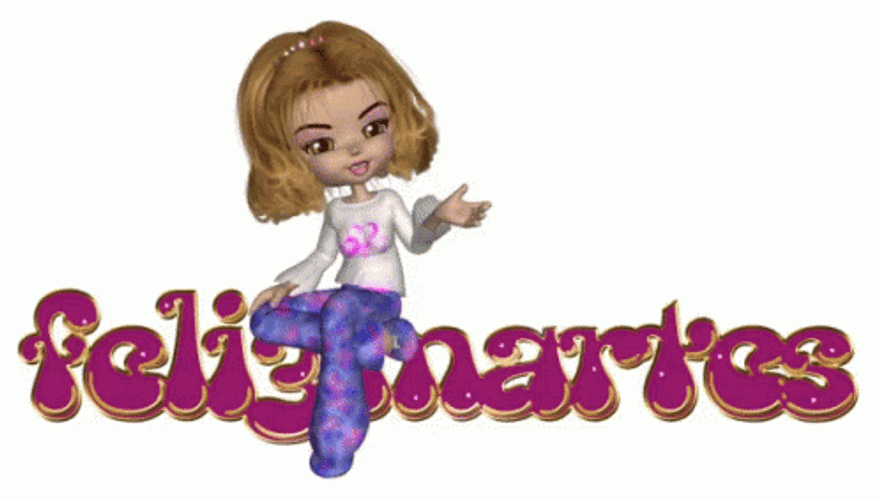 Buenos Dias Feliz Martes Pretty Girl Cartoon GIF