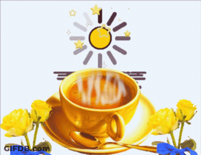 Buenos Dias Feliz Martes Warm Coffee Flowers Blooming GIF