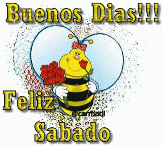 Buenos Dias Feliz Sabado Bee With Roses GIF