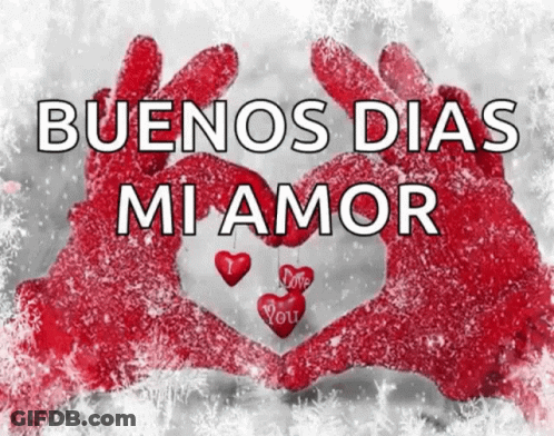 Buenos Dias Mi Amor Red Gloves Making Heart GIF