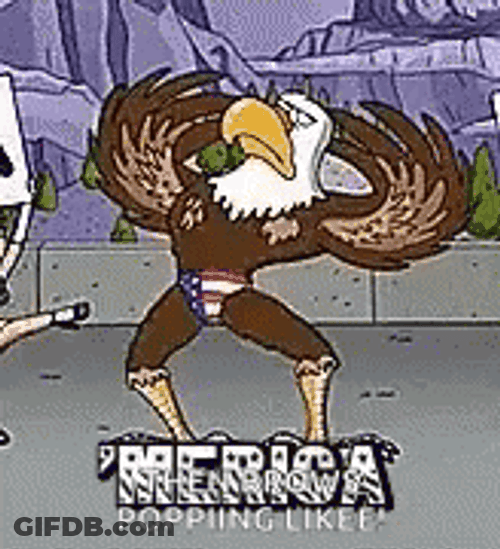 Buff Cartoon Eagle Dancing GIF