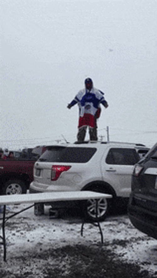 Buffalo Bills Fan Table Jump GIF