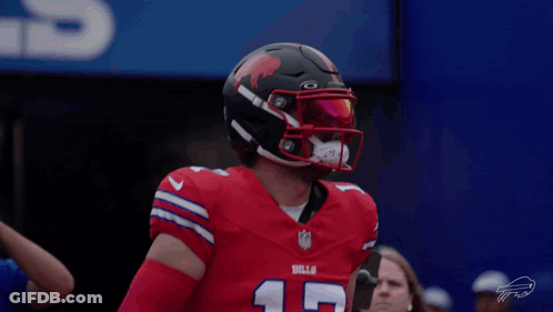 Buffalo Bills Player In Red Jersey And Black Helmet GIF
