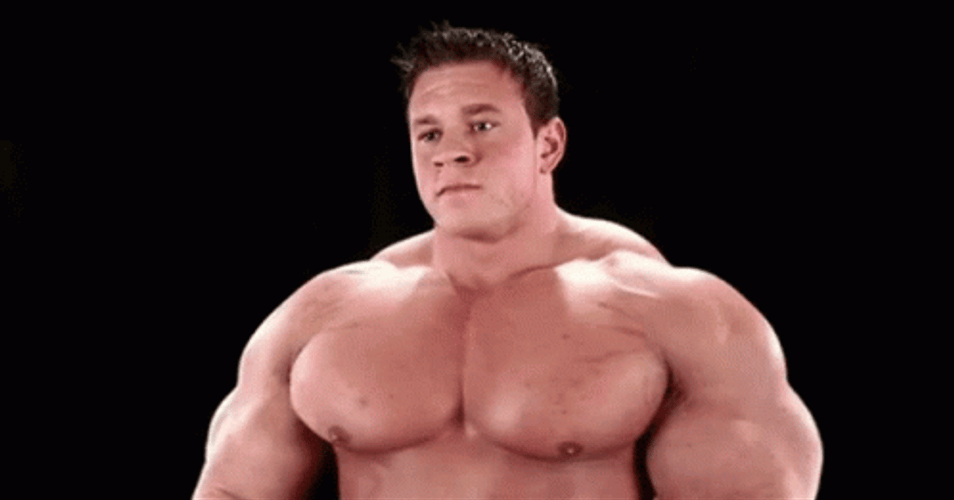 Buffed Man Flexing Muscle Growth GIF