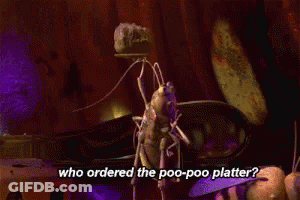 Bug Holding Tray Asking Who Ordered Poo Poo Platter GIF