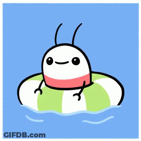 Bug On Green And White Striped Float GIF