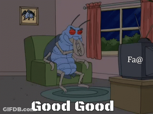 Bug Sitting In Chair Saying Good Good GIF