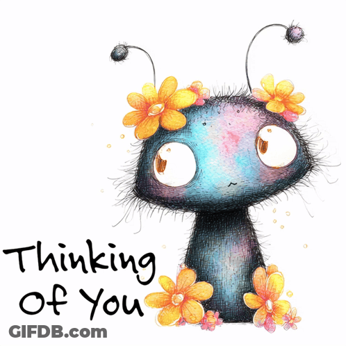 Bug With Yellow Flowers Thinking Of You GIF