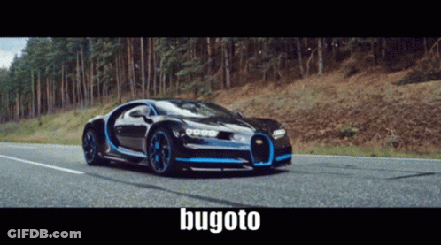 Bugatti Chiron Driving On Road In Woods GIF