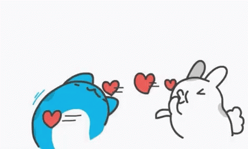 Bugcat & Rabbit Sending Kisses GIF