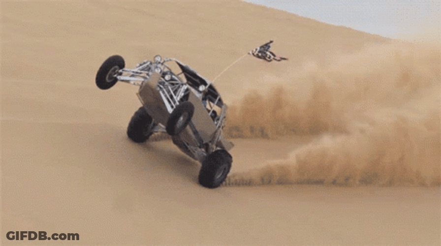 Buggy Kart Drifting In Desert GIF